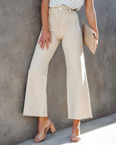 Rowen High Rise Stretch Wide Leg Jeans - Beige